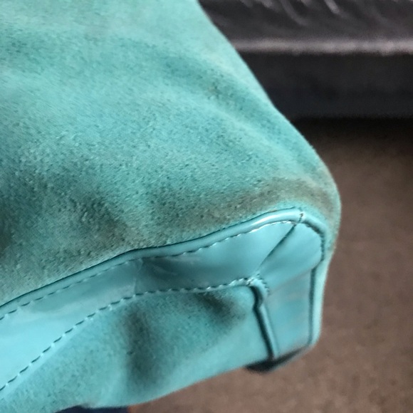 Gap medium Teal suede & patent Tote Bag - Picture 5 of 9